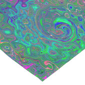 Trippy Chartreuse en Blue Retro Liquid Swirl Korte Tafelloper (Hoek)