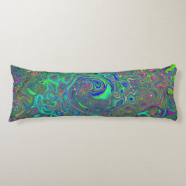 Trippy Chartreuse en Blue Retro Liquid Swirl Lichaamskussen
