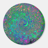 Trippy Chartreuse en Blue Retro Liquid Swirl Magneet (Voorkant)