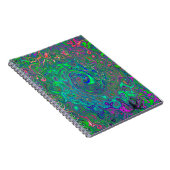 Trippy Chartreuse en Blue Retro Liquid Swirl Notitieboek (Rechterzijde)