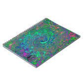 Trippy Chartreuse en Blue Retro Liquid Swirl Notitieboek (Linkerzijde)