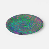 Trippy Chartreuse en Blue Retro Liquid Swirl Papieren Bordje (Gekanteld)