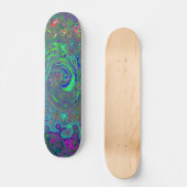Trippy Chartreuse en Blue Retro Liquid Swirl Persoonlijk Skateboard (Voorkant)