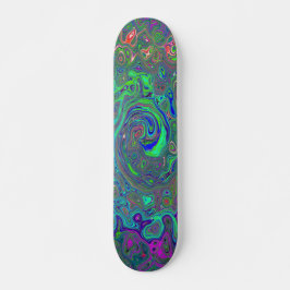 Trippy Chartreuse en Blue Retro Liquid Swirl Persoonlijk Skateboard