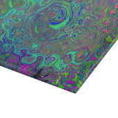 Trippy Chartreuse en Blue Retro Liquid Swirl Snijplank (Hoek)