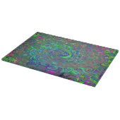 Trippy Chartreuse en Blue Retro Liquid Swirl Snijplank (Hoek)