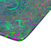 Trippy Chartreuse en Blue Retro Liquid Swirl Snijplank (Hoek)