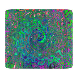Trippy Chartreuse en Blue Retro Liquid Swirl Snijplank