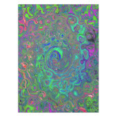 Trippy Chartreuse en Blue Retro Liquid Swirl Tafelkleed (Voorkant)