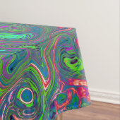 Trippy Chartreuse en Blue Retro Liquid Swirl Tafelkleed (Voorbeeld)