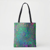 Trippy Chartreuse en Blue Retro Liquid Swirl Tote Bag (Voorkant)