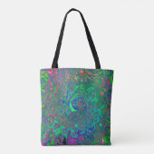 Trippy Chartreuse en Blue Retro Liquid Swirl Tote Bag (Achterkant)