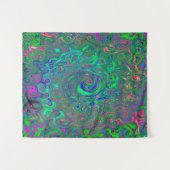 Trippy Chartreuse en Blue Retro Liquid Swirl Wandkleed (Voorkant (horizontaal))
