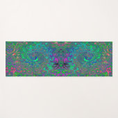 Trippy Chartreuse en Blue Retro Liquid Swirl Yogamat (Voorkant (horizontaal))