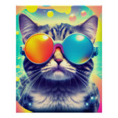 Trippy Cool Psychedelic Acid Trip Cat Perfect Poster (Voorkant)