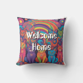 Trippy Custom Hippy Katten Levendige Kleur Psyched Kussen