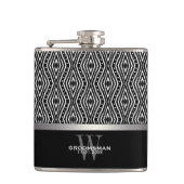 Trippy Diamond Zwart+Wit Patroon Huwelijkscadeaus  Heupfles (Voorkant)