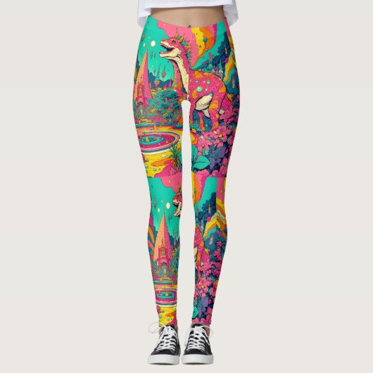 trippy-dino leggings (Voorkant)