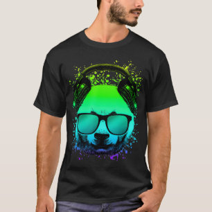 Trippy DJ Beer Gift Ravers Techno House Panda T-shirt