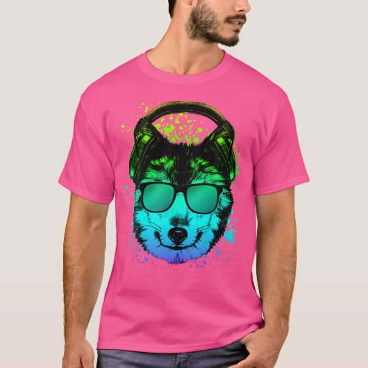 Trippy DJ Edm Techno House Wolves Psychedelic Wolf T-shirt (Voorkant)