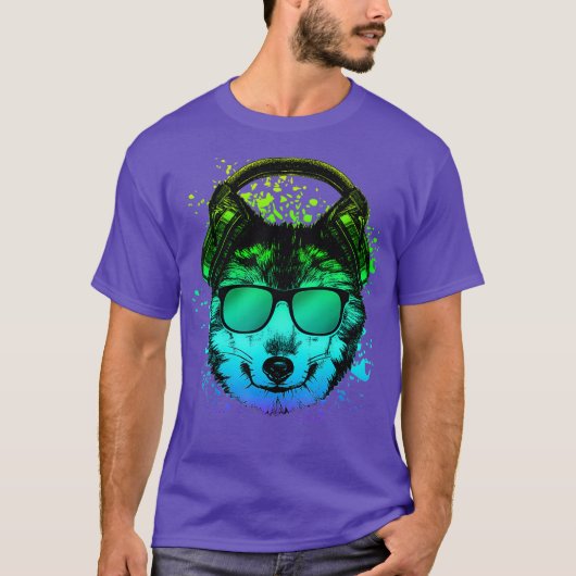 Trippy DJ Gift EDM Techno House Wolven T-shirt (Voorkant)