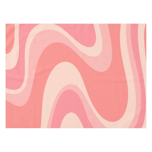Trippy Dream Blush Roze Abstract Retro Swirl Tafelkleed (Voorkant (Horizontaal))