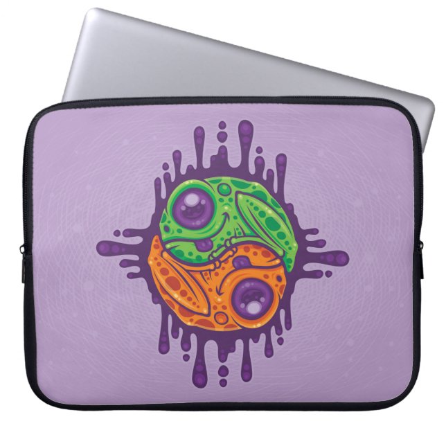 Trippy Drippy Frog Yin Yang Laptop Sleeve (Voorkant)