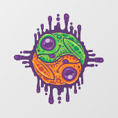 Trippy Drippy Frog Yin Yang Raamsticker (Vel)