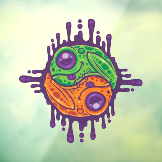 Trippy Drippy Frog Yin Yang Raamsticker (Vel 3)
