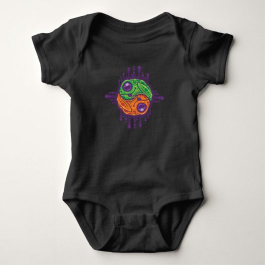 Trippy Drippy Frog Yin Yang Romper (Voorkant)