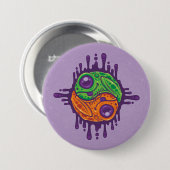 Trippy Drippy Frog Yin Yang Ronde Button 7,6 Cm (Voorkant /achterkant)
