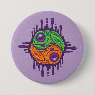 Trippy Drippy Frog Yin Yang Ronde Button 7,6 Cm