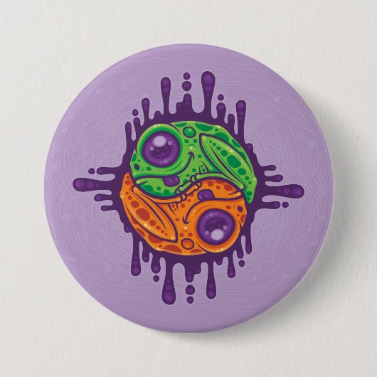Trippy Drippy Frog Yin Yang Ronde Button 7,6 Cm (Voorkant)