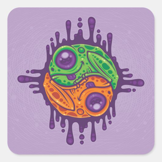 Trippy Drippy Frog Yin Yang Vierkante Sticker (Voorkant)