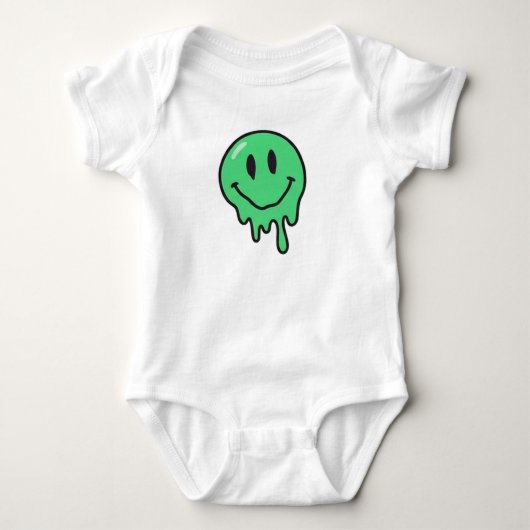 Trippy Druipende Groene Smeltende Smiley Gezicht E Romper (Voorkant)