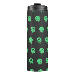 Trippy Druipende Groene Smeltende Smiley Gezicht E Thermosbeker