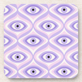 Trippy eye patroonpastel paarse roze retro bier onderzetter