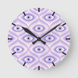 Trippy eye patroonpastel paarse roze retro modern ronde klok