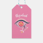 Trippy Eye Pink Floral Psychedelic Name Cadeaulabel (Achterkant)