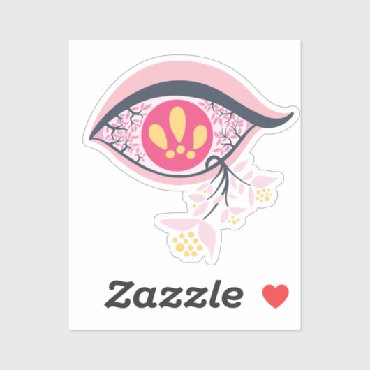 Trippy Eye Pink Floral Psychedelic Sticker (Vel)