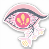 Trippy Eye Pink Floral Psychedelic Sticker (Voorkant)