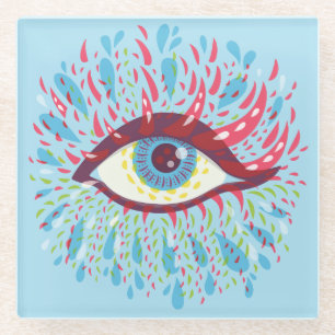 Trippy Eye Psychedelic Art Glazen Onderzetter
