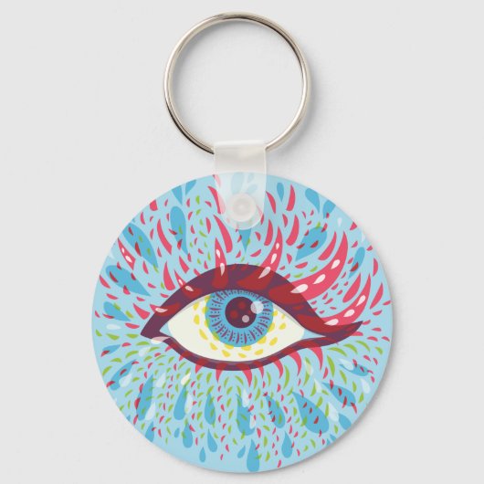 Trippy Eye Psychedelic Art Sleutelhanger (Voorkant)
