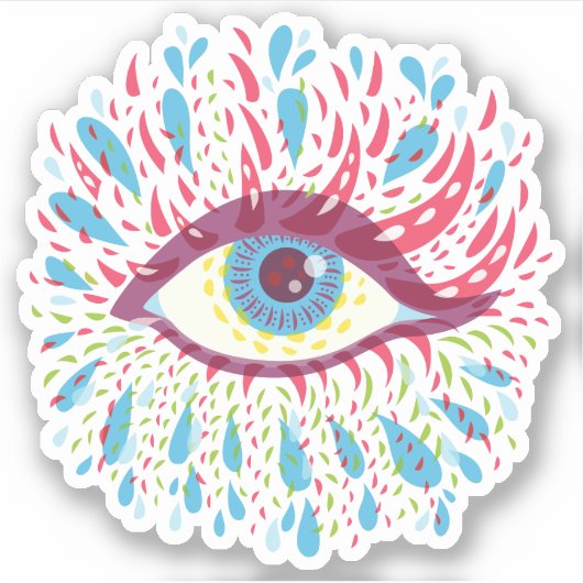 Trippy Eye Psychedelic Art Sticker (Voorkant)