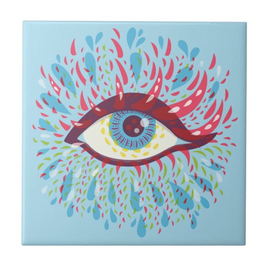 Trippy Eye Psychedelic Art Tegeltje (Voorkant)