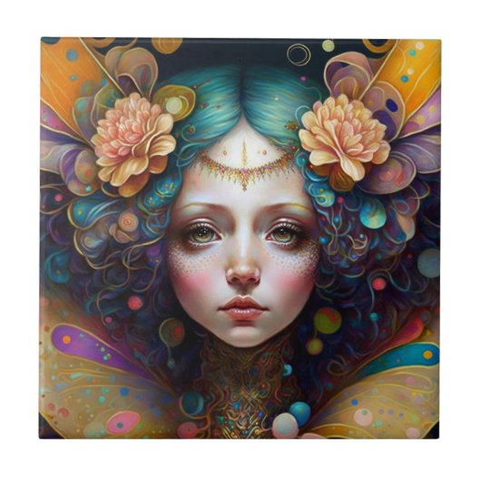 Trippy Fairy Fantasy Art Tegeltje (Voorkant)