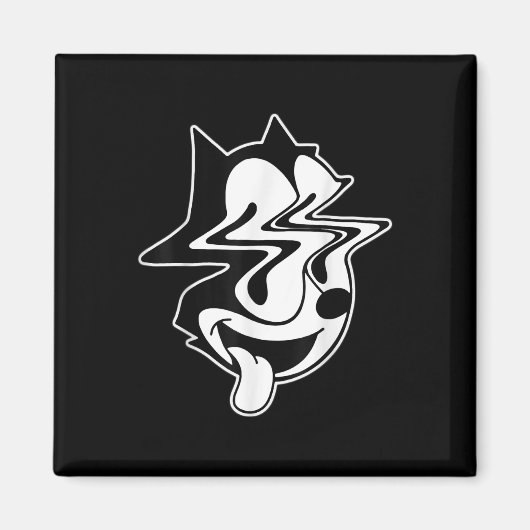 Trippy Felix Cat Blackwork Magneet (Voorkant)