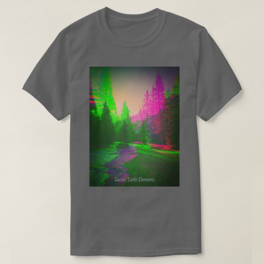 Trippy Forest Psychedelic Natuur Mountain Stream H T-shirt (Design voorkant)
