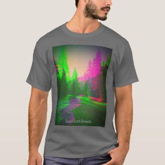 Trippy Forest Psychedelic Natuur Mountain Stream H T-shirt