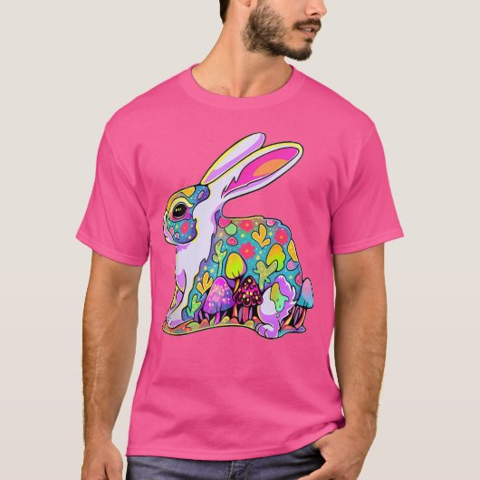 Trippy Forest Rave Psychedelic Konijn Edm Tekk T-shirt (Voorkant)